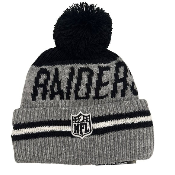 New Era On Field NFL Las Vegas Raiders Removeable Pom Beanie Football Athleisure - Picture 2 of 8